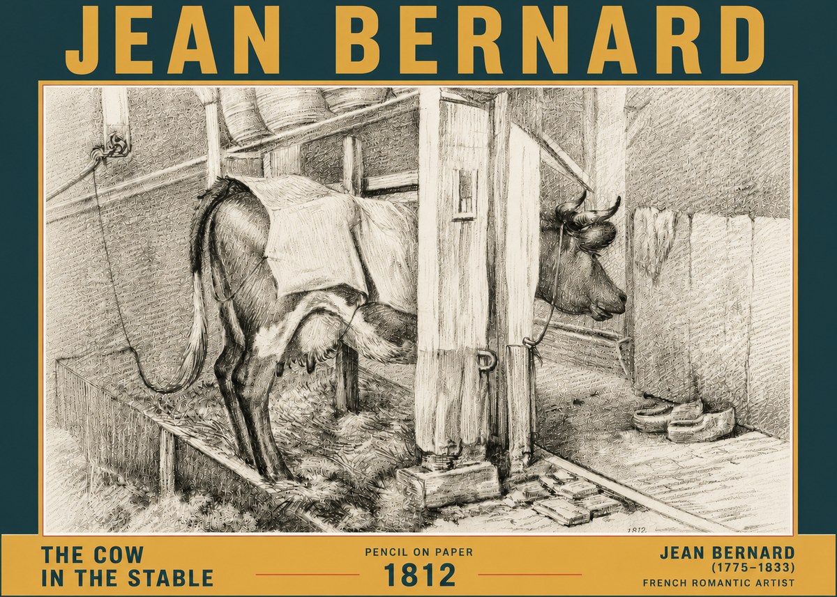Jean Bernard The Cow in the Stable No6 - Affiche