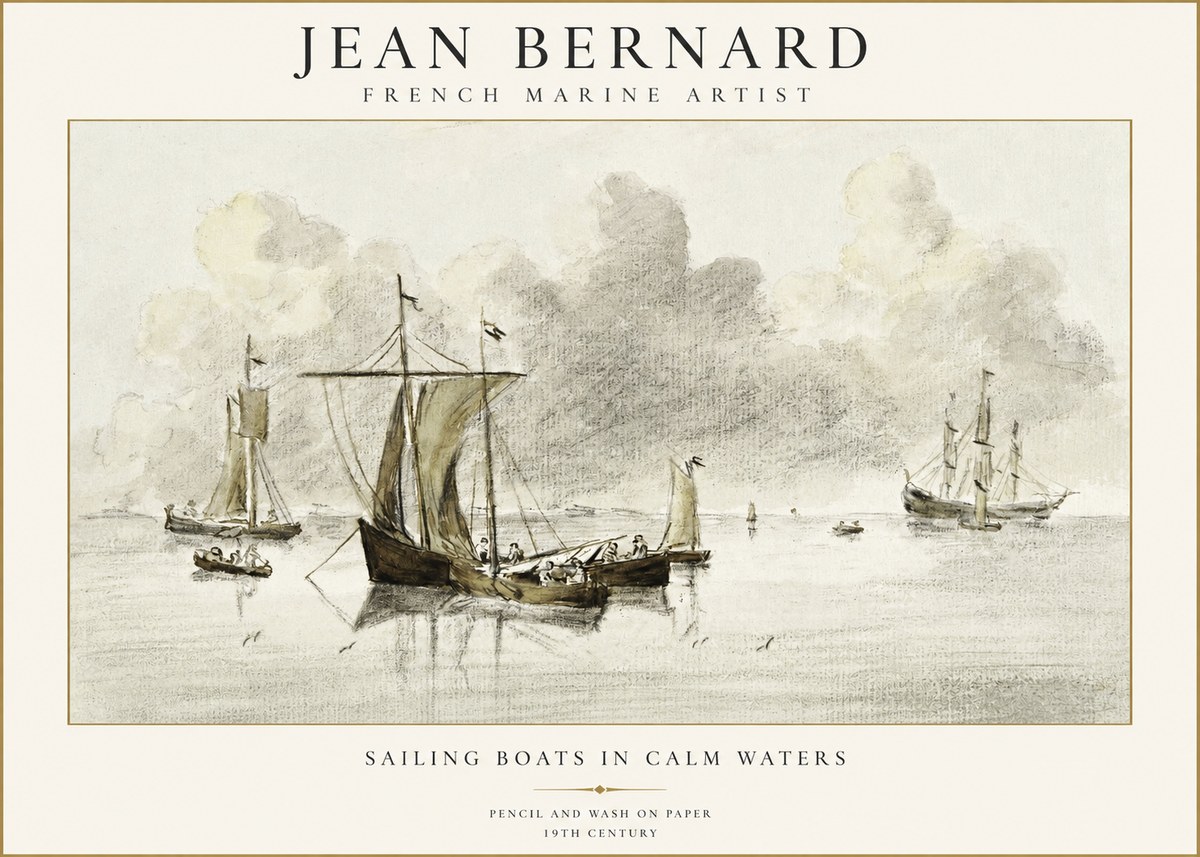 Jean Bernard Sailing Boats in Calm Waters No1 - Affiche