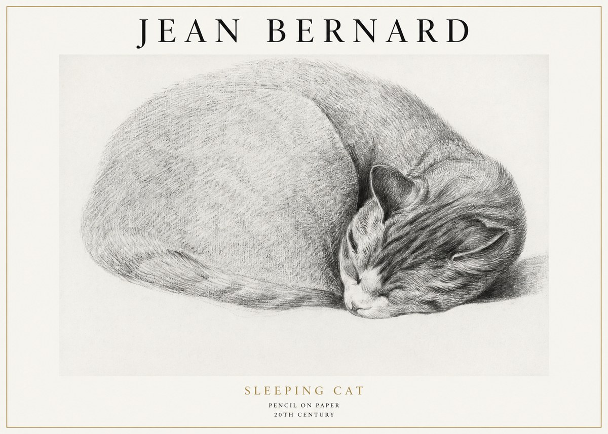 Jean Bernard Sleeping Cat IX No1 - Affiche