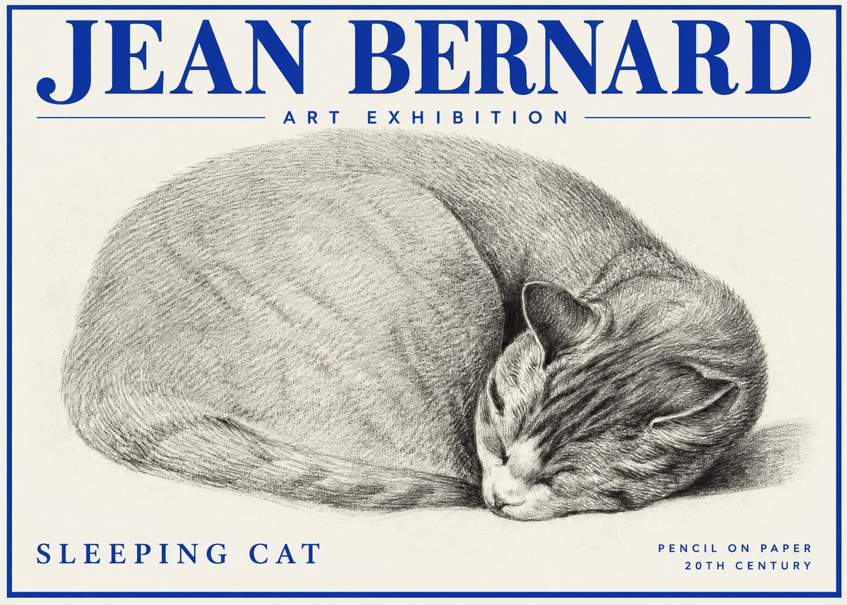Jean Bernard Sleeping Cat IX No2 - Affiche