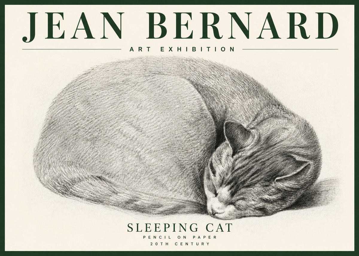 Jean Bernard Sleeping Cat IX No4 - Affiche
