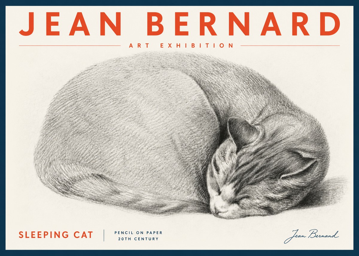 Jean Bernard Sleeping Cat IX No5 - Affiche