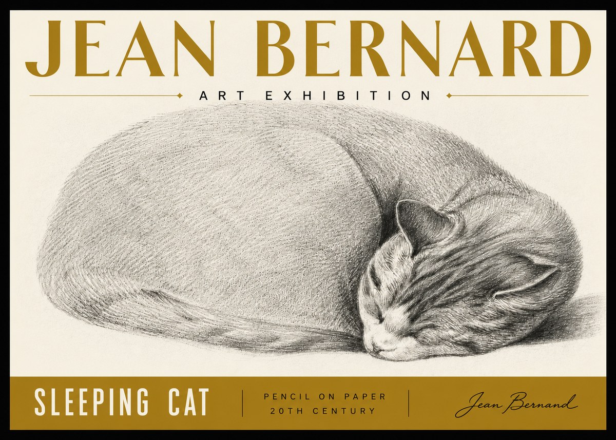 Jean Bernard Sleeping Cat IX No6 - Affiche