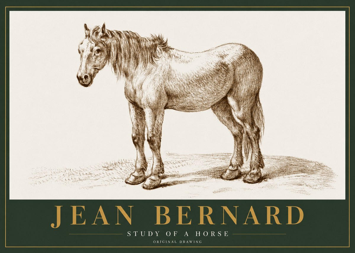 Jean Bernard Study of a Horse XIV No2 - Affiche