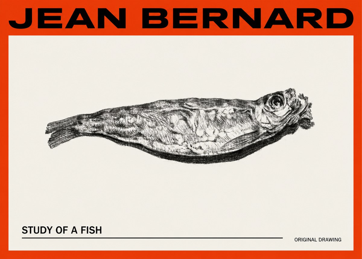 Jean Bernard Study of a Fish V No2 - Affiche