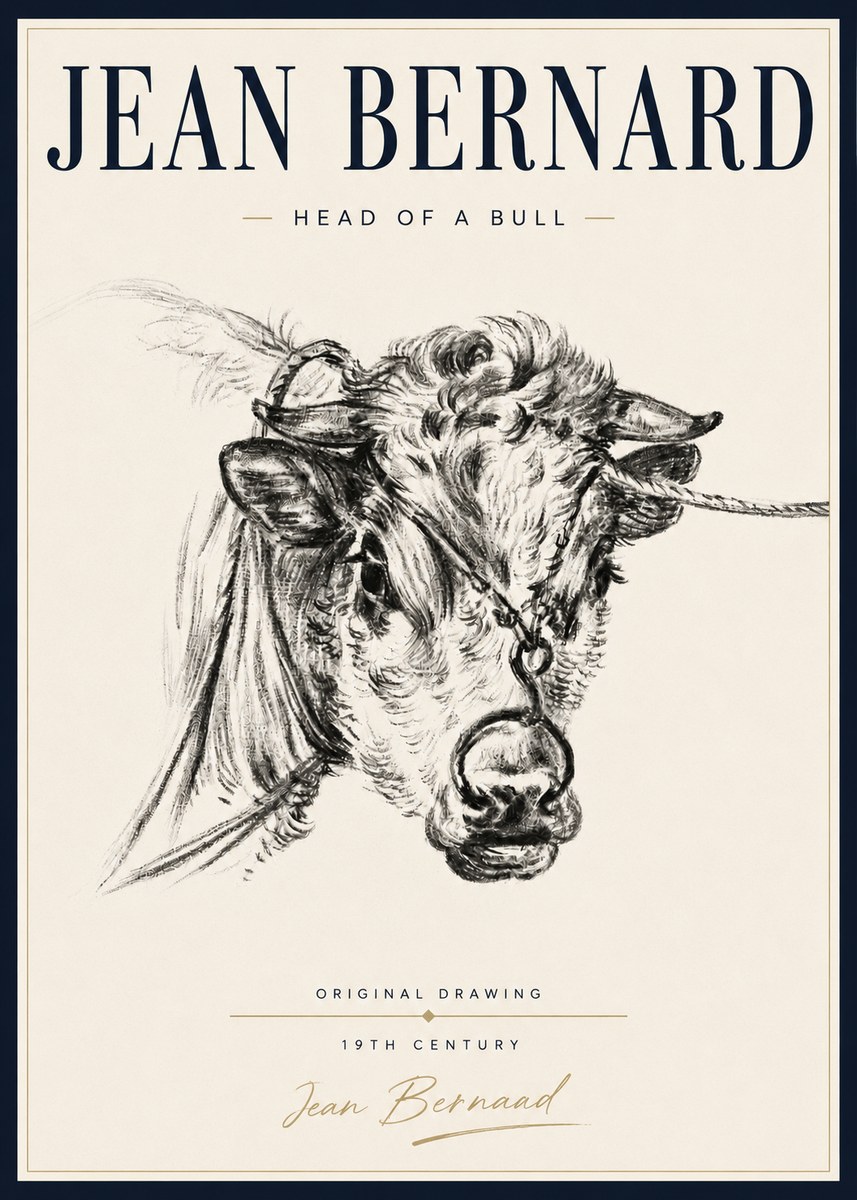 Jean Bernard Head of a Bull No5 - Affiche