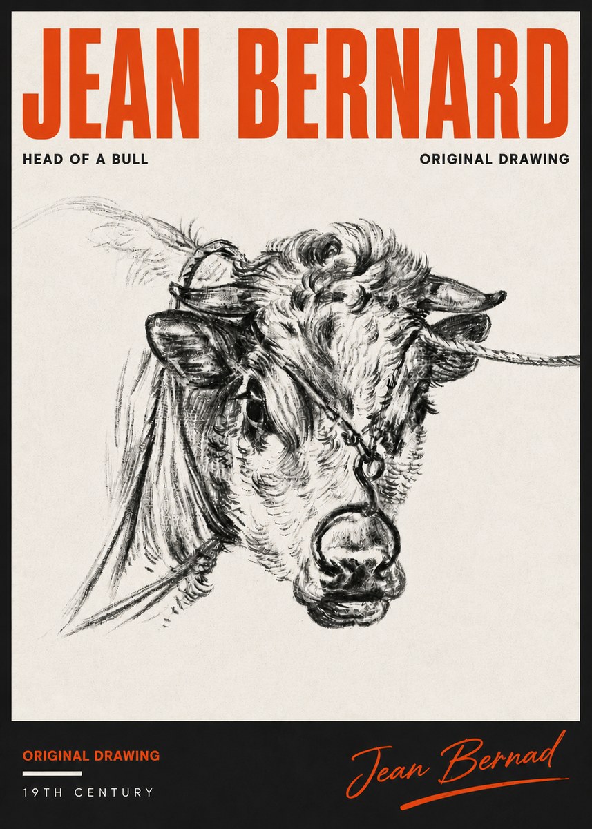 Jean Bernard Head of a Bull No6 - Affiche