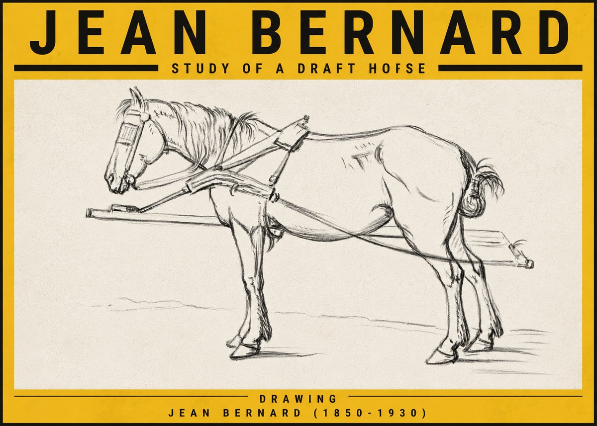 Jean Bernard Study of a Draft Horse II No5 - Affiche