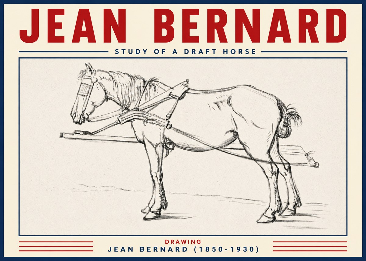 Jean Bernard Study of a Draft Horse II No6 - Affiche