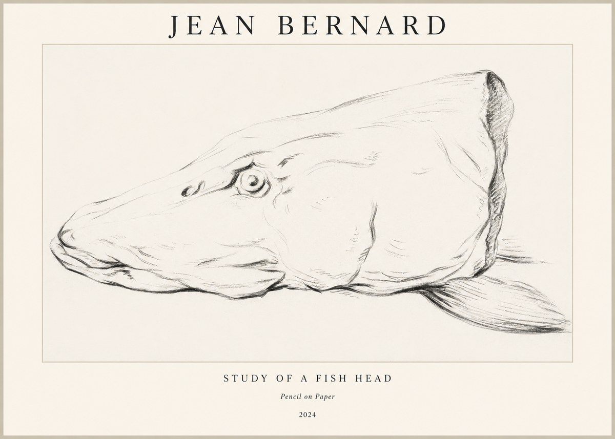 Jean Bernard Study of a Fish Head No1 - Affiche