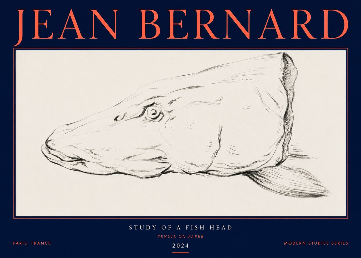 Jean Bernard Study of a Fish Head No3 - Affiche