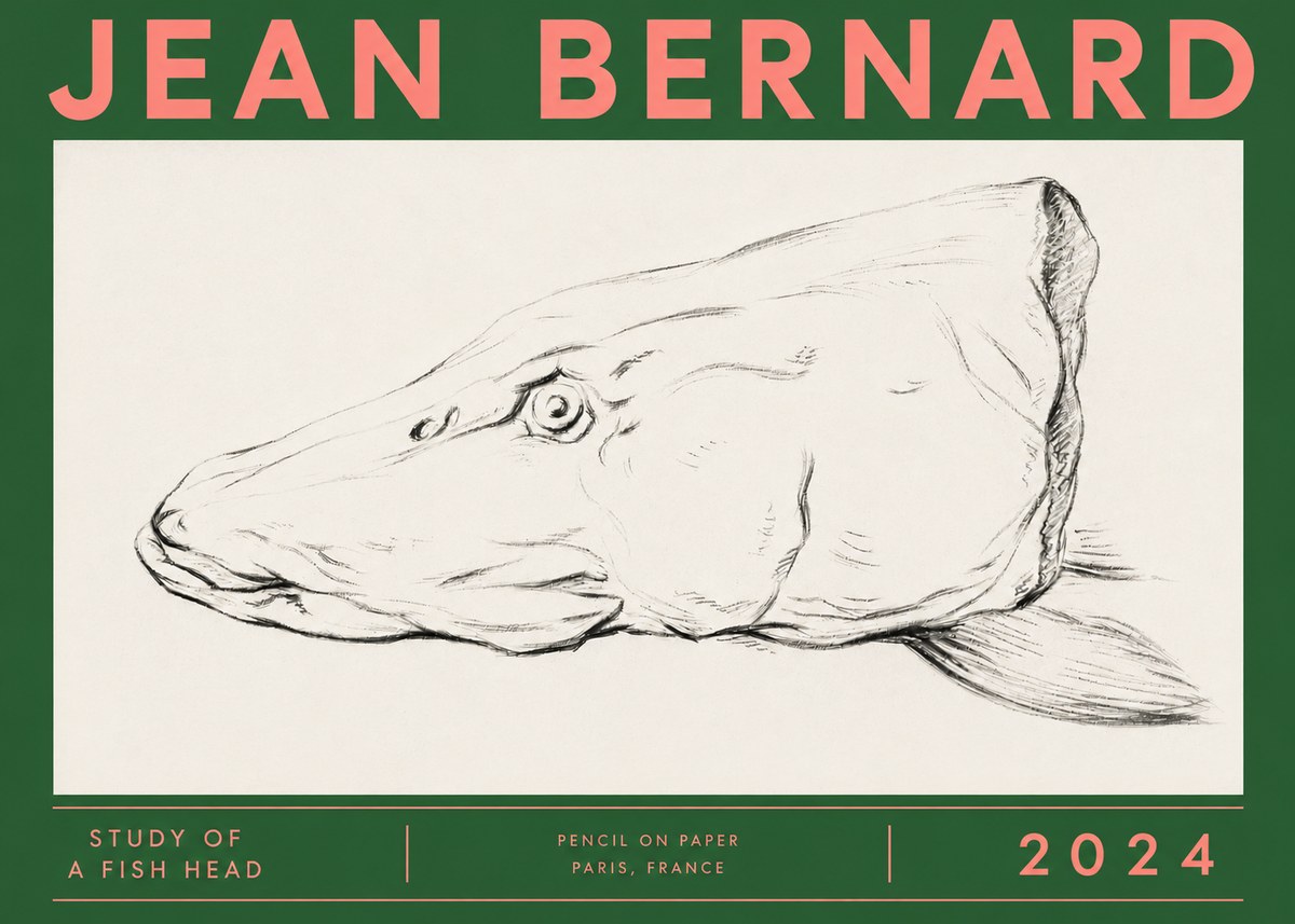 Jean Bernard Study of a Fish Head No4 - Affiche