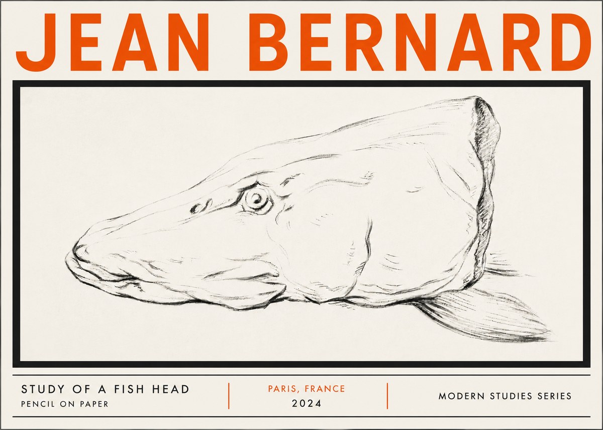 Jean Bernard Study of a Fish Head No5 - Affiche