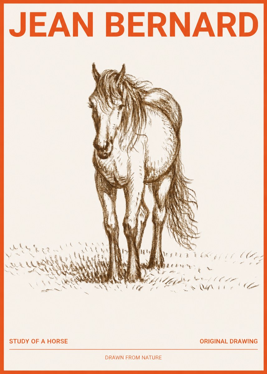 Jean Bernard Study of a Horse XV No2 - Affiche