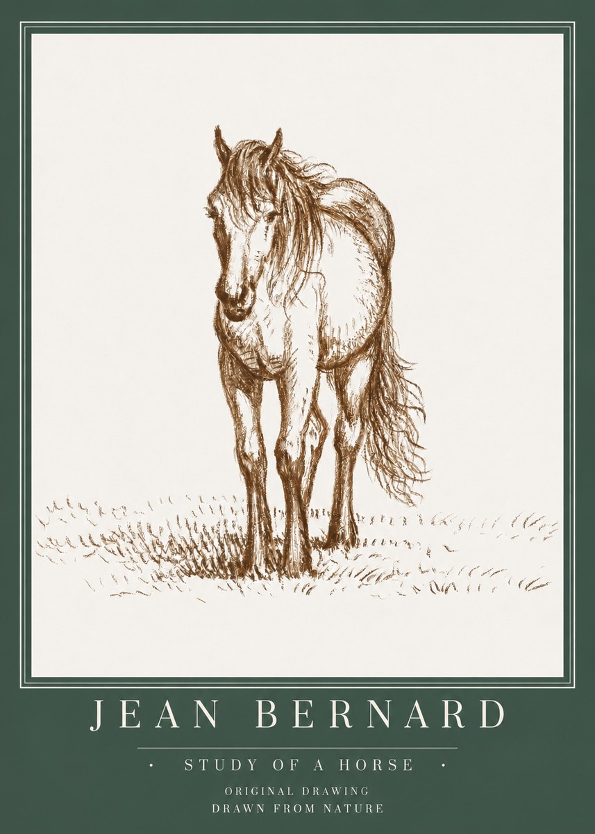 Jean Bernard Study of a Horse XV No3 - Affiche