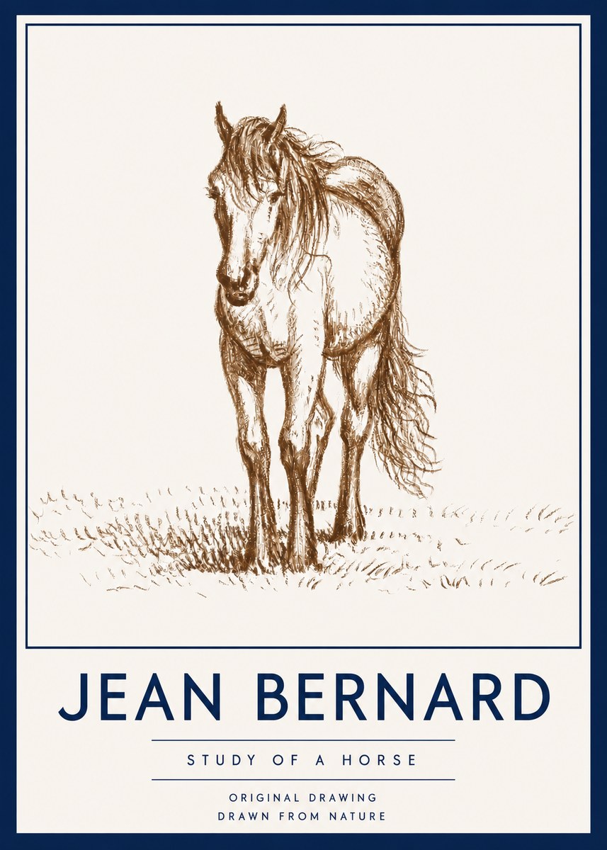 Jean Bernard Study of a Horse XV No4 - Affiche
