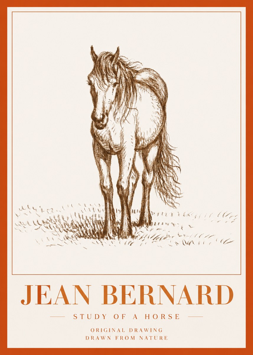Jean Bernard Study of a Horse XV No5 - Affiche