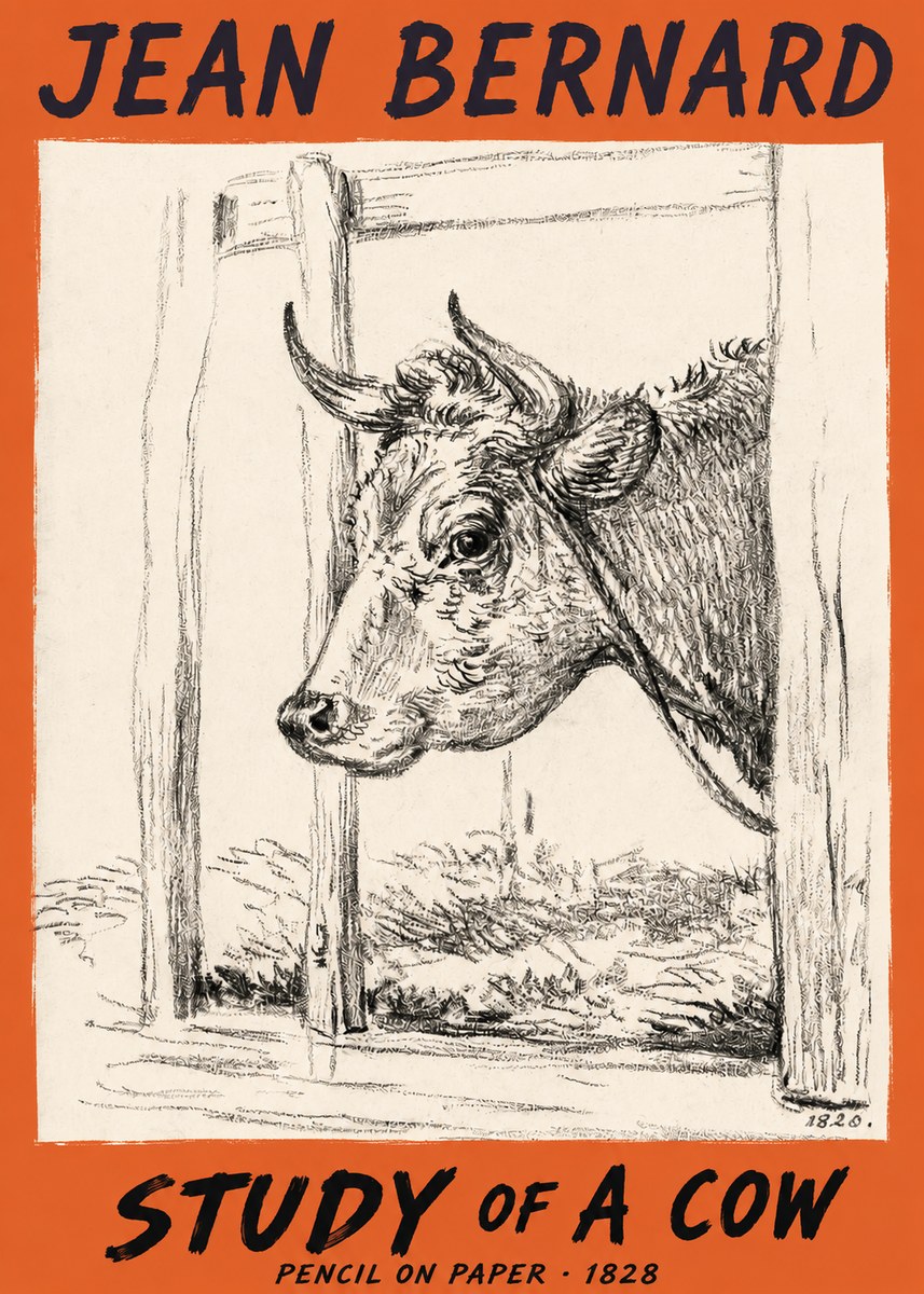 Jean Bernard Study of a Cow XVIII No2 - Affiche