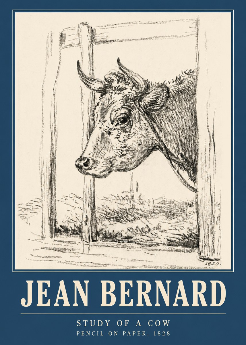 Jean Bernard Study of a Cow XVIII No3 - Affiche