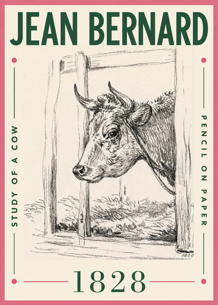 Jean Bernard Study of a Cow XVIII No4 - Affiche