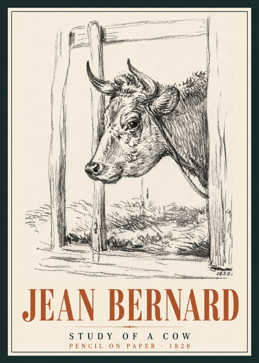 Jean Bernard Study of a Cow XVIII No5 - Affiche