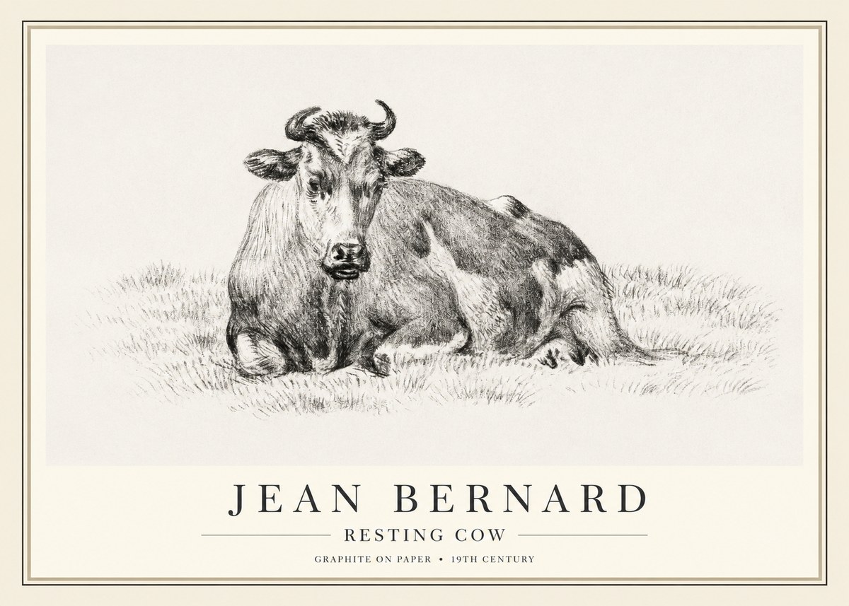 Jean Bernard Resting Cow V No1 - Affiche
