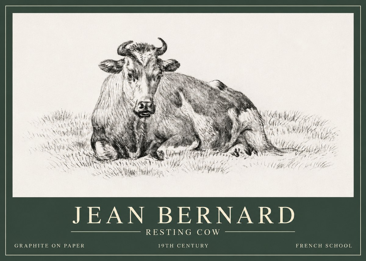 Jean Bernard Resting Cow V No3 - Affiche