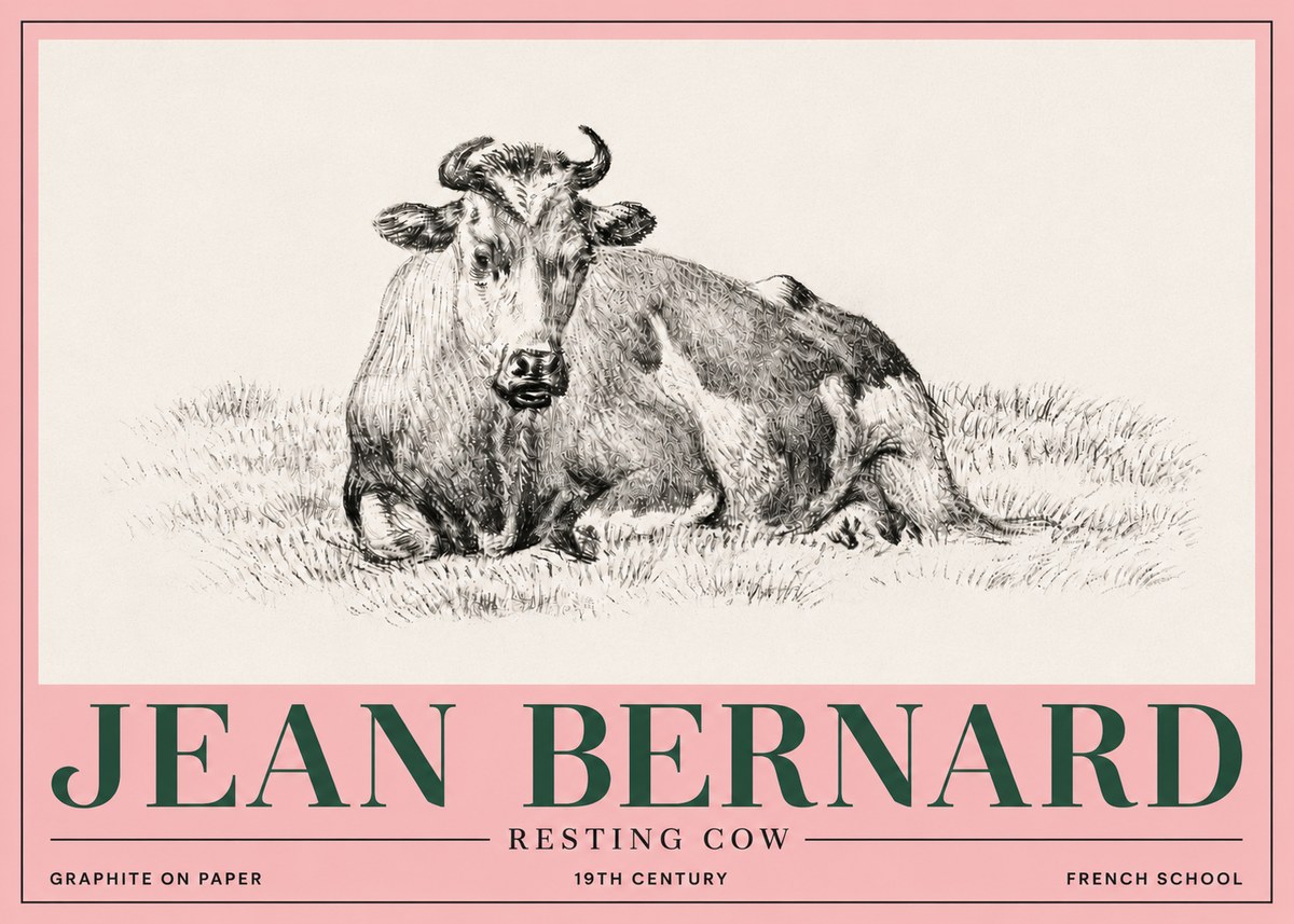 Jean Bernard Resting Cow V No5 - Affiche