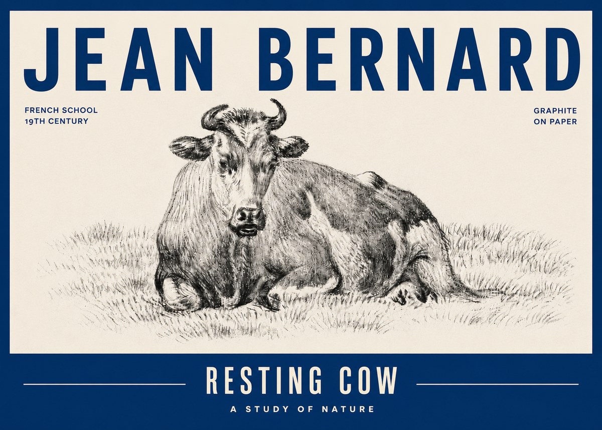 Jean Bernard Resting Cow V No6 - Affiche