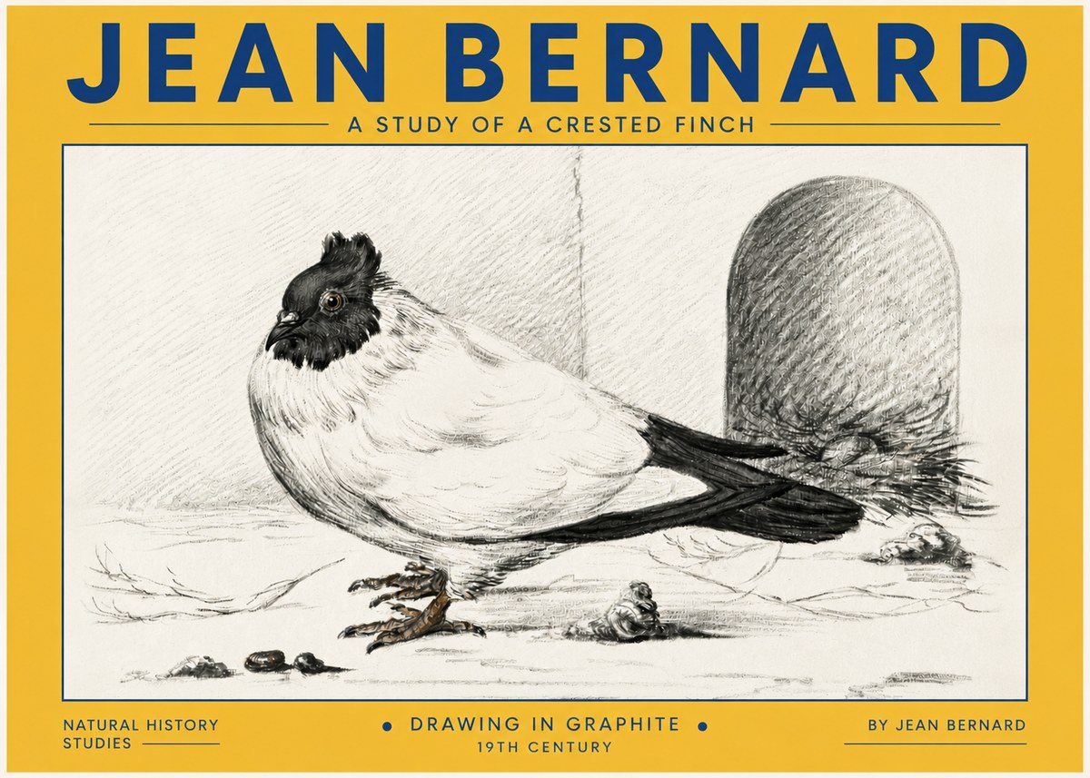Jean Bernard A Study of a Crested Finch No4 - Affiche