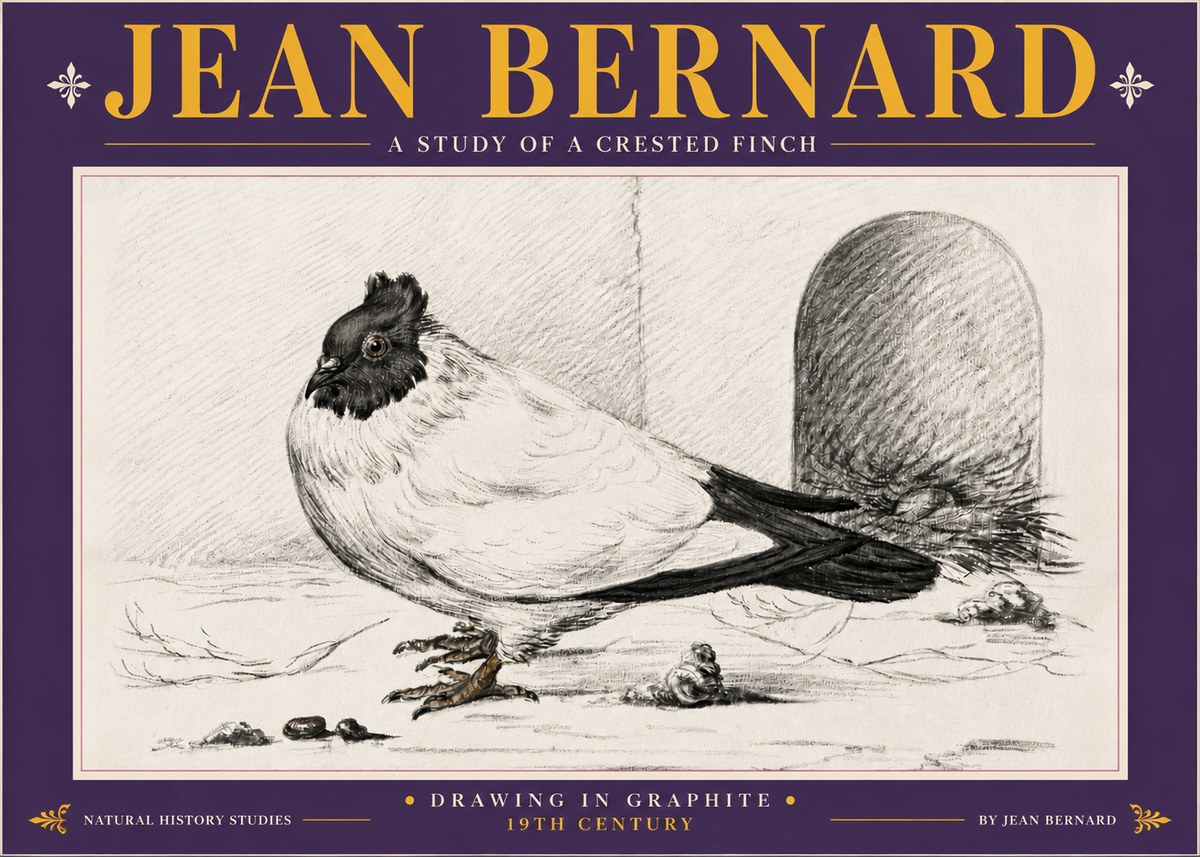 Jean Bernard A Study of a Crested Finch No5 - Affiche