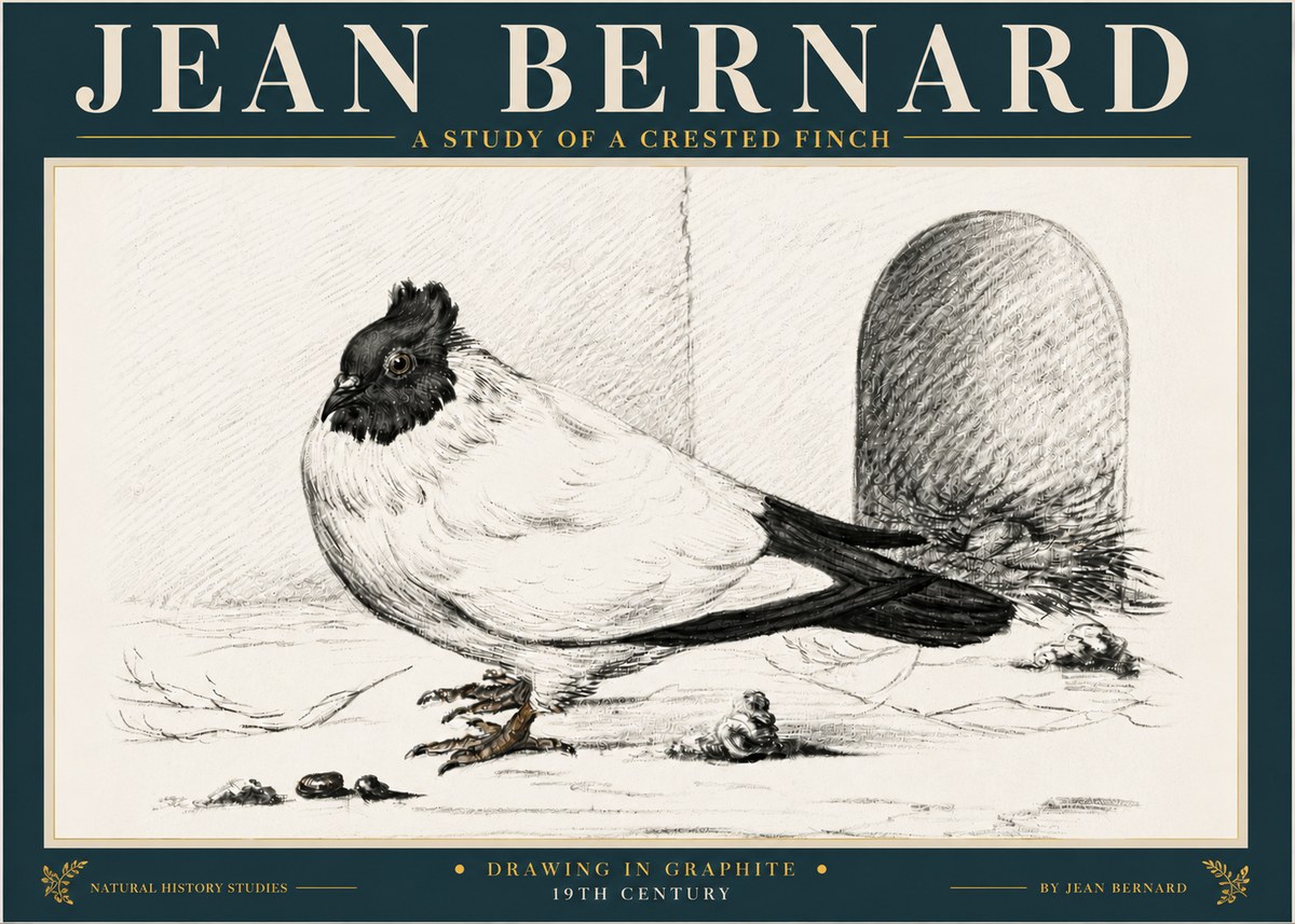 Jean Bernard A Study of a Crested Finch No6 - Affiche