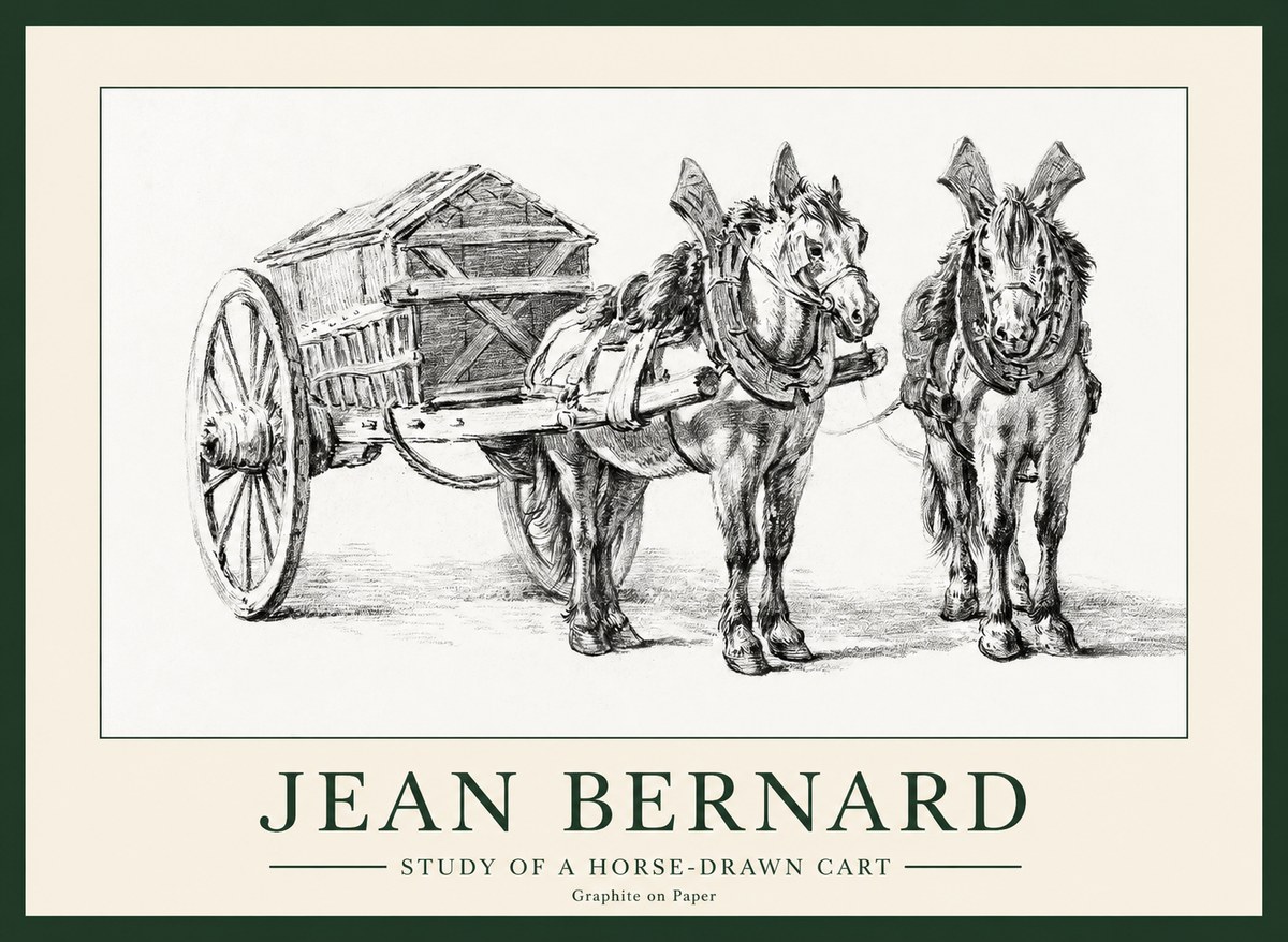 Jean Bernard Horse Team and Cart No2 - Affiche