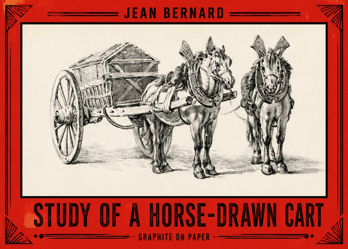 Jean Bernard Horse Team and Cart No3 - Affiche