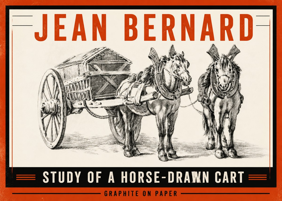 Jean Bernard Horse Team and Cart No5 - Affiche