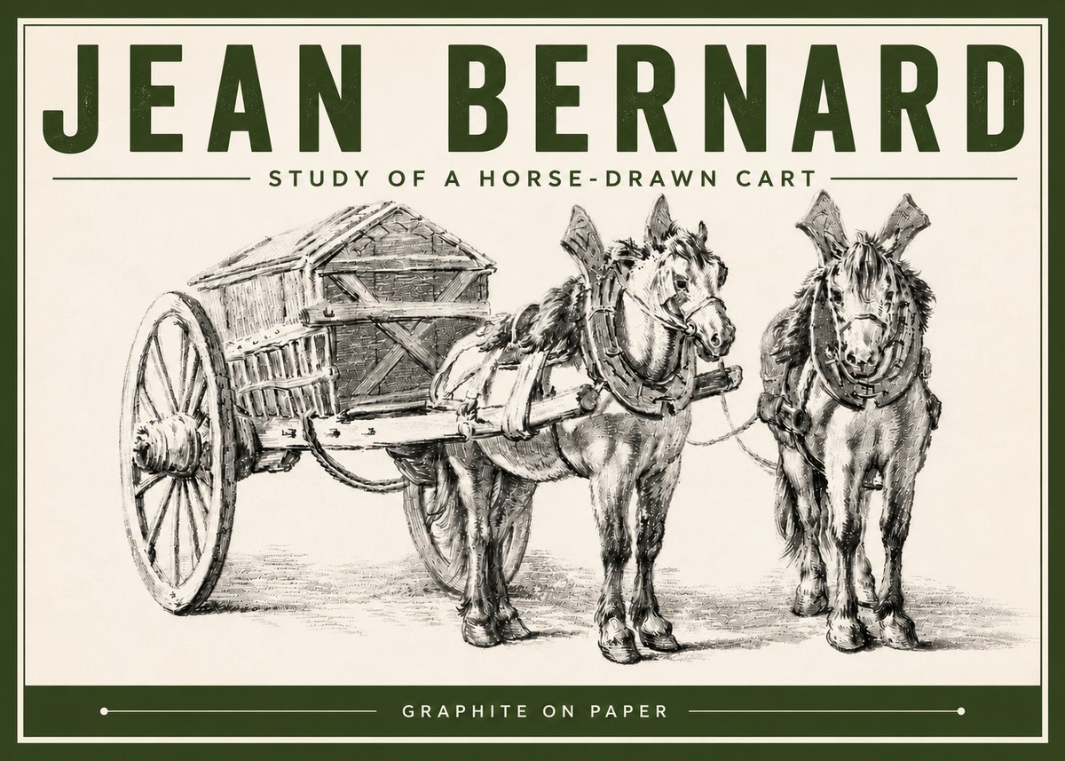Jean Bernard Horse Team and Cart No6 - Affiche