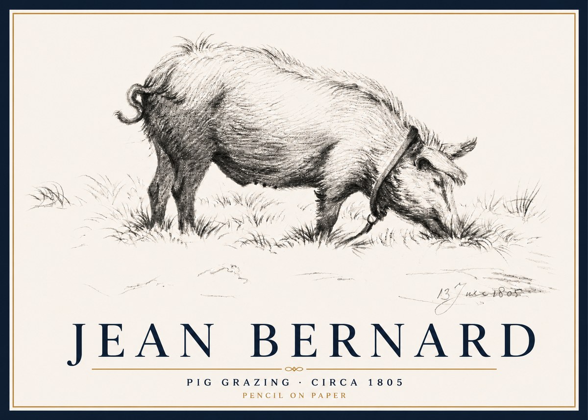 Jean Bernard Pig Grazing No5 - Affiche