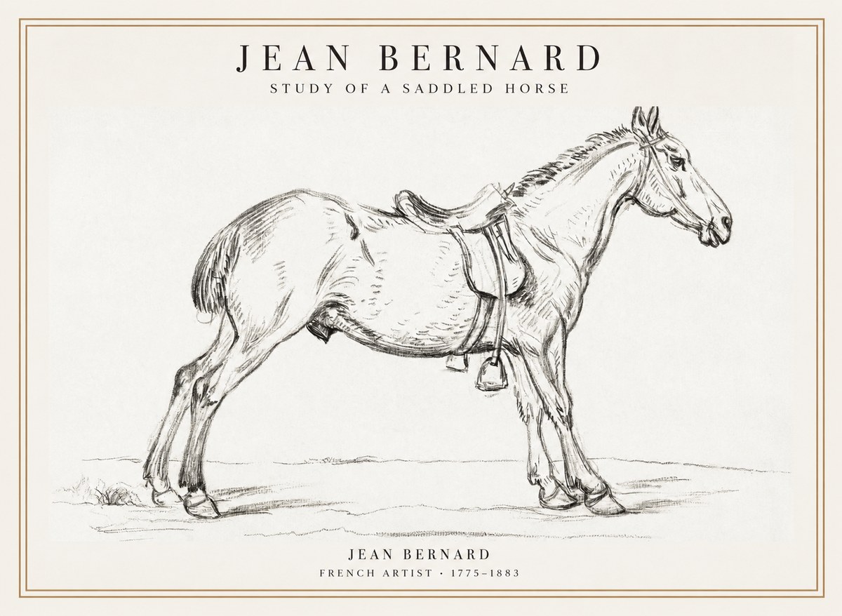 Jean Bernard Study of a Saddled Horse No1 - Affiche