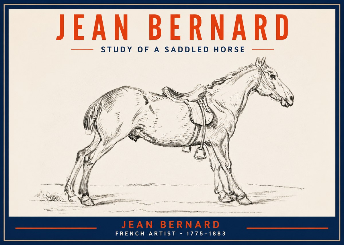 Jean Bernard Study of a Saddled Horse No2 - Affiche