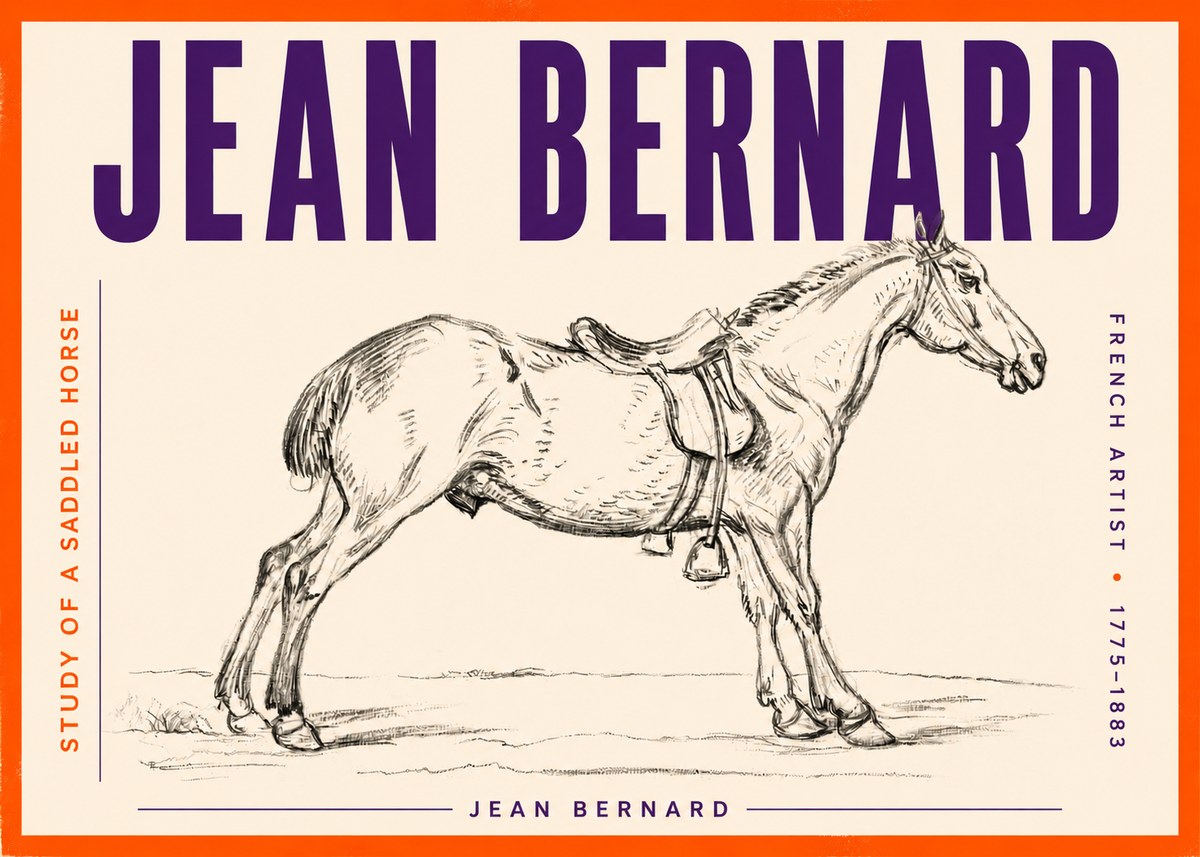 Jean Bernard Study of a Saddled Horse No3 - Affiche