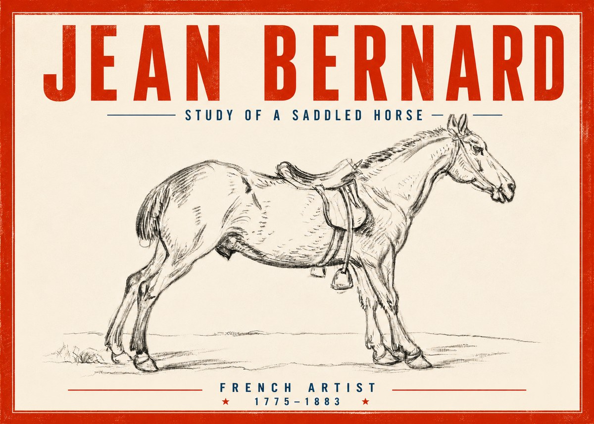 Jean Bernard Study of a Saddled Horse No5 - Affiche