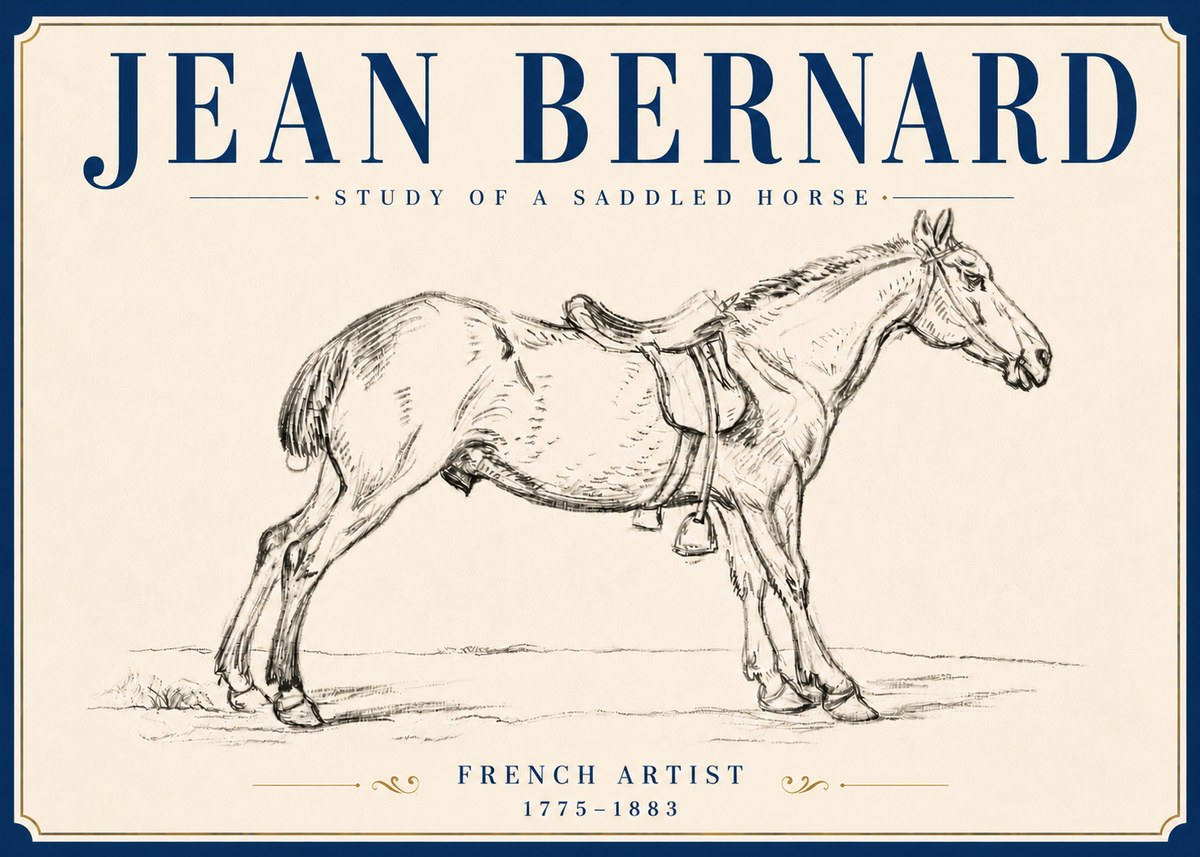 Jean Bernard Study of a Saddled Horse No6 - Affiche