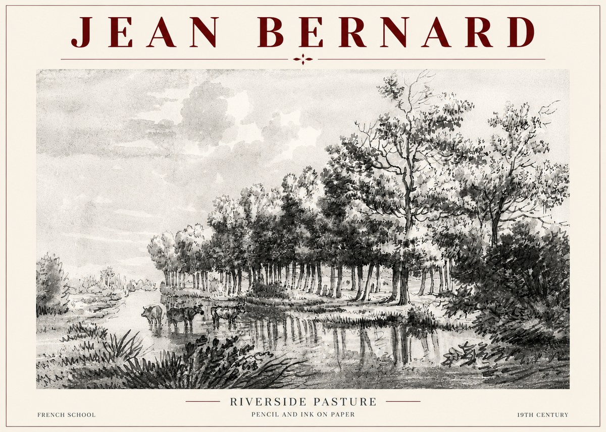 Jean Bernard Riverside Pasture No5 - Affiche