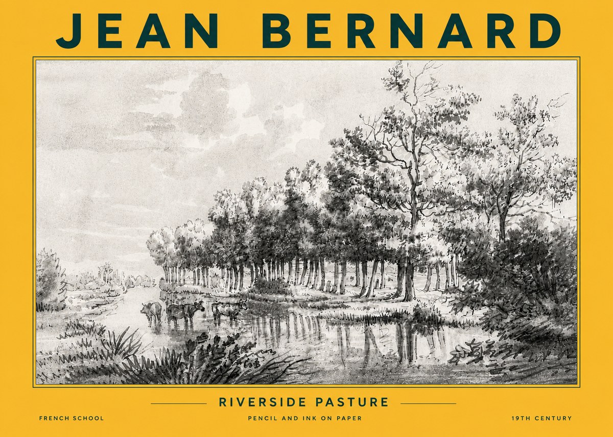 Jean Bernard Riverside Pasture No6 - Affiche