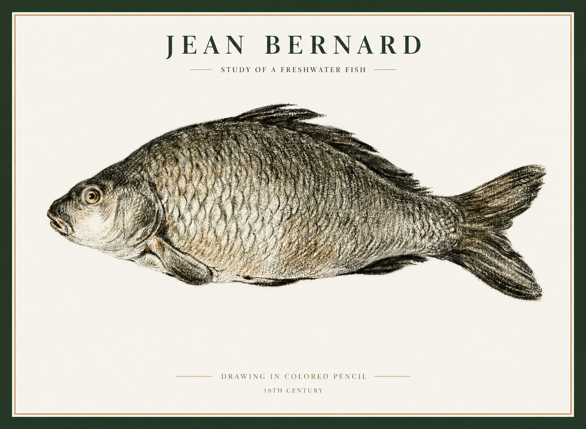 Jean Bernard Study of a Freshwater Fish No1 - Affiche