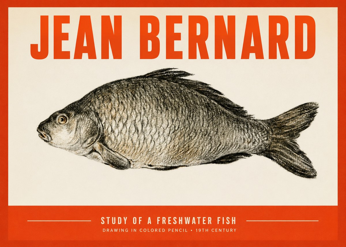 Jean Bernard Study of a Freshwater Fish No2 - Affiche