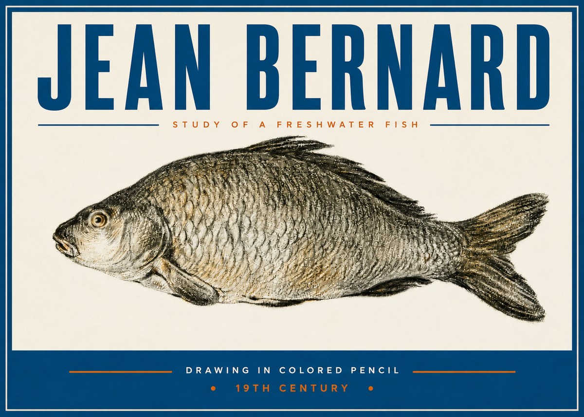 Jean Bernard Study of a Freshwater Fish No3 - Affiche