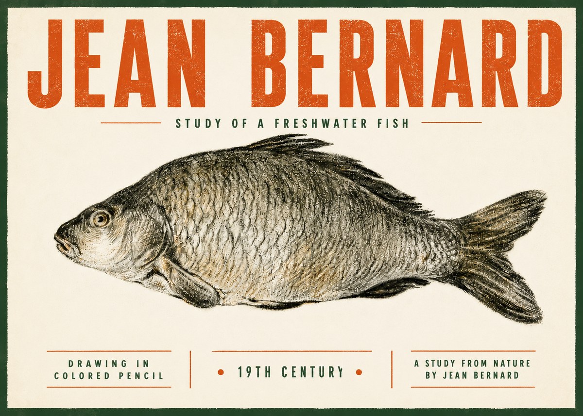 Jean Bernard Study of a Freshwater Fish No5 - Affiche