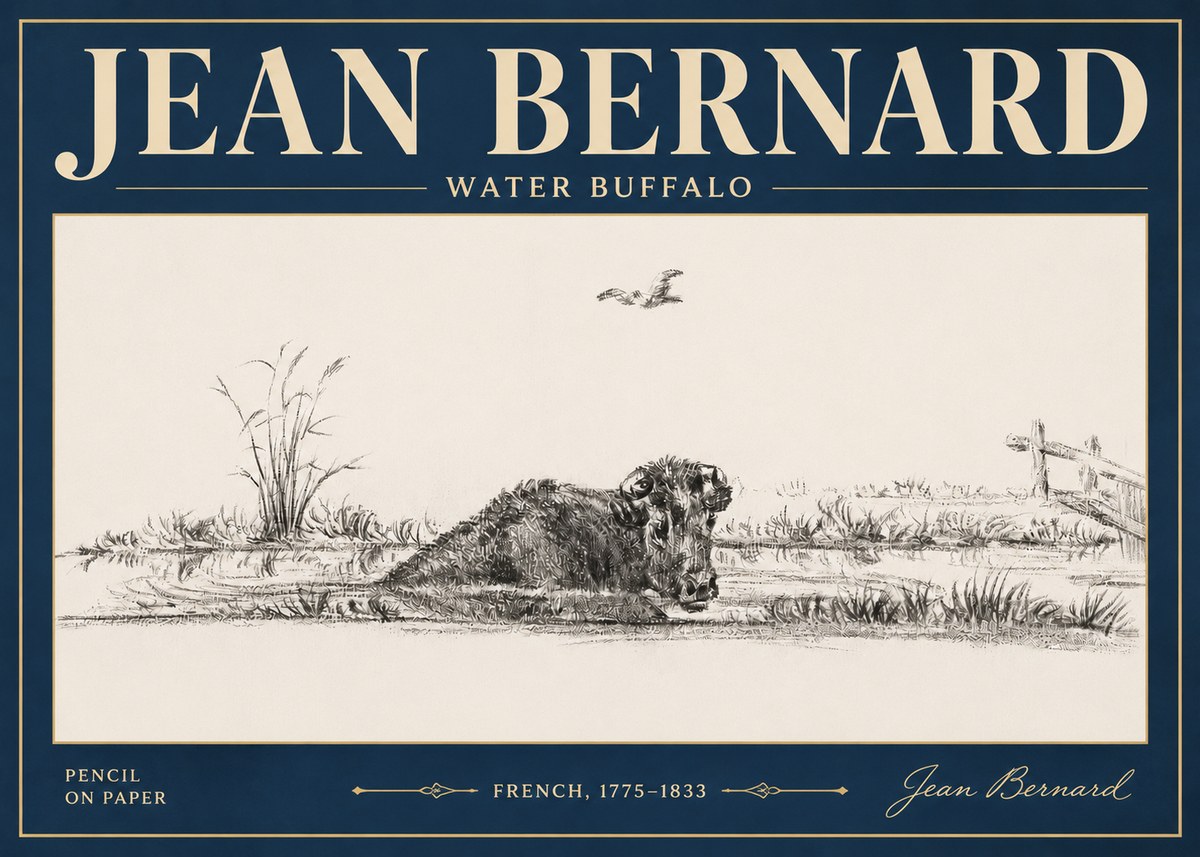 Jean Bernard Study of a Water Buffalo No5 - Affiche