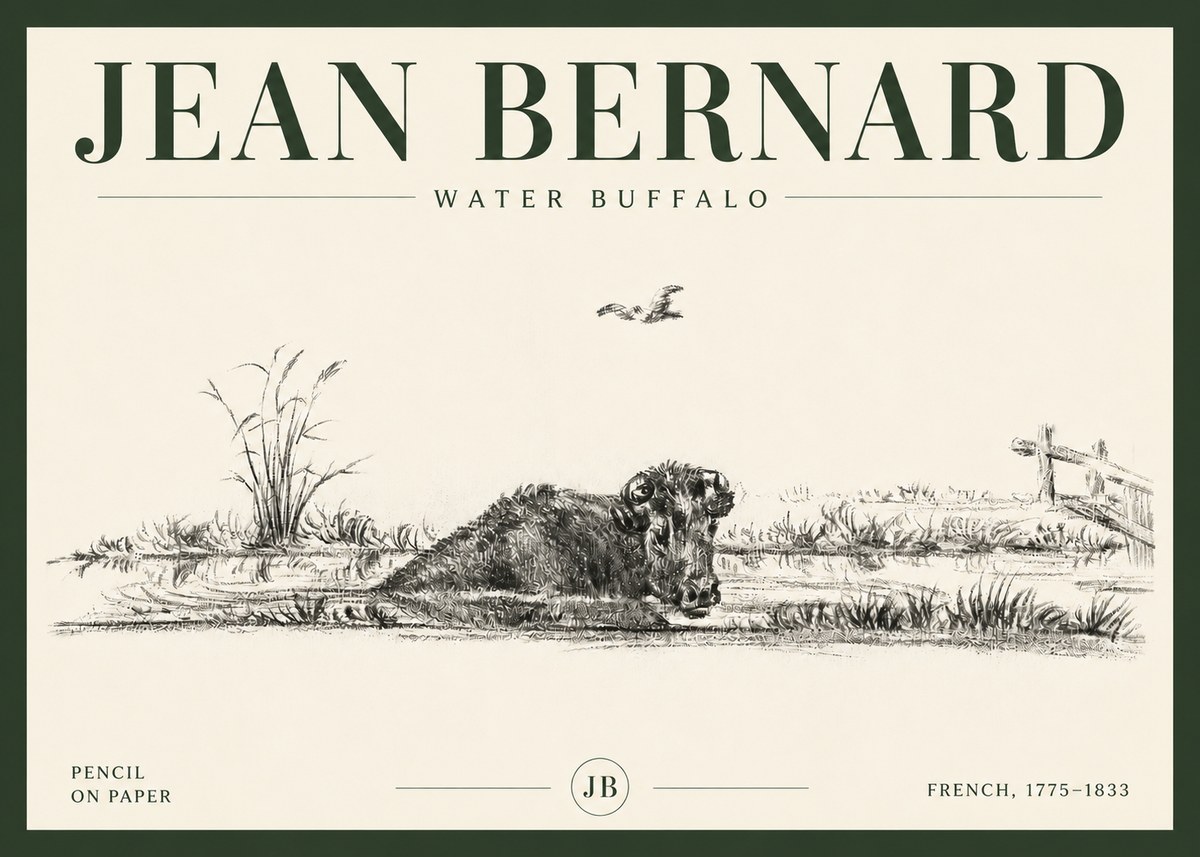 Jean Bernard Study of a Water Buffalo No6 - Affiche